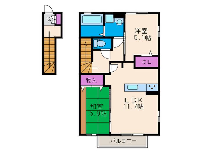 ザウバーヴィントIII(2LDK/2階)の間取り写真