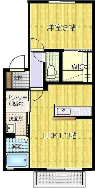 ウッド オータムC(1LDK/2階)の間取り写真