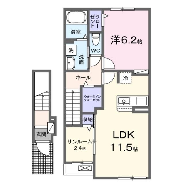 ヴィラ カルディア(1LDK/2階)の間取り写真