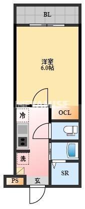 デ・クメール寺町通(1K/7階)の間取り写真