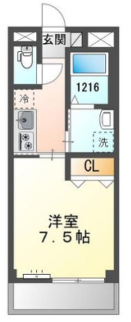 REGULUS(1K/2階)の間取り写真