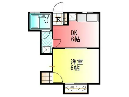 ルイシャトレ富士見A(1K/2階)の間取り写真