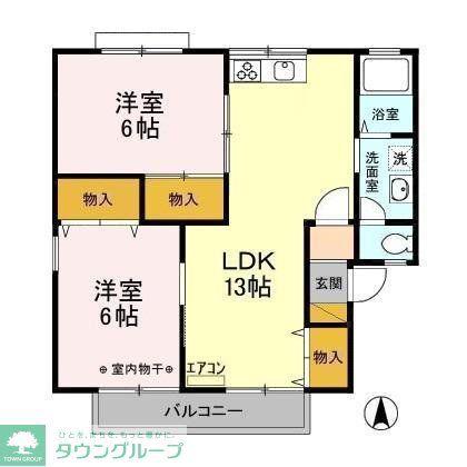 メゾンブランシュ弐番館(2LDK/1階)の間取り写真