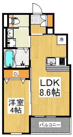 LUMINA イースト(1LDK/2階)の間取り写真