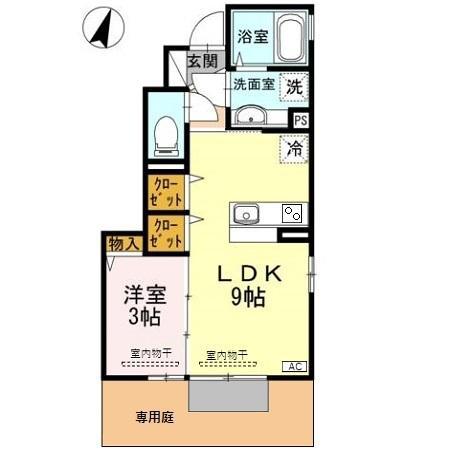 ハーベスト(1LDK/1階)の間取り写真