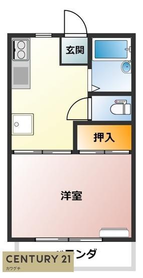 ハイツ足立(1K/2階)の間取り写真