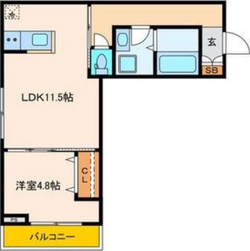 パセオプラシード連坊(1LDK/3階)の間取り写真