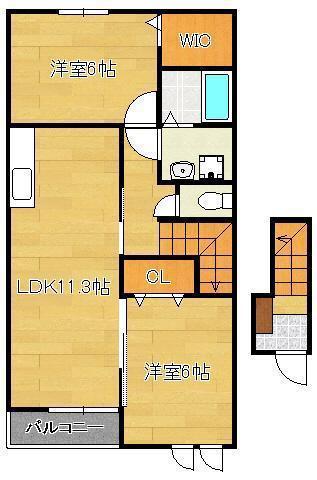 ファミーユ・H1(2LDK/2階)の間取り写真