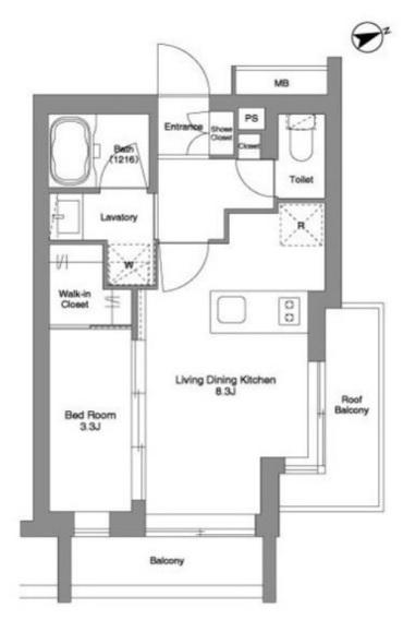 ORME COURT YOTSUYA(1LDK/4階)の間取り写真