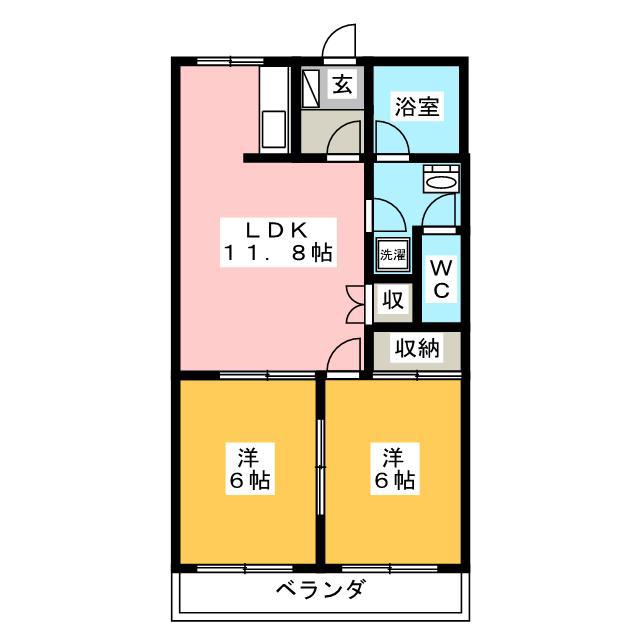 パストラーレ(2LDK/3階)の間取り写真