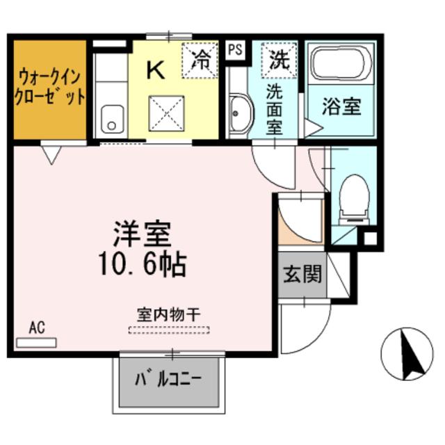 ルミー奈(1K/1階)の間取り写真