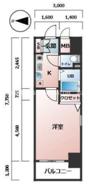 エスリード同心第5(1K/6階)の間取り写真