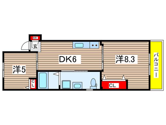 パインヒル17(2DK/1階)の間取り写真