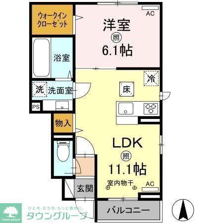 LIBERTE国立(1LDK/1階)の間取り写真