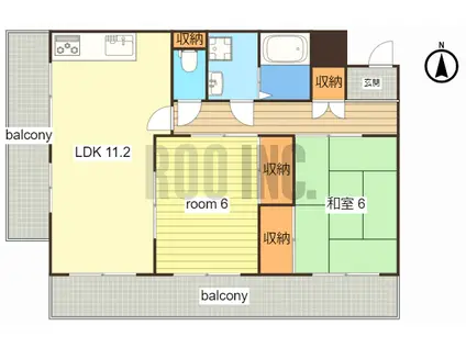 コーポ龍野(2LDK/3階)の間取り写真