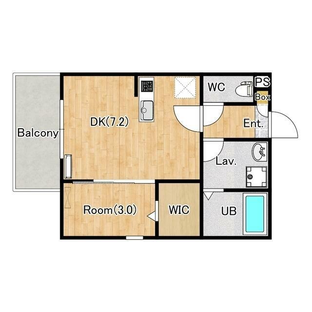 ジーメゾン海老名門沢橋ルリエ(1DK/2階)の間取り写真