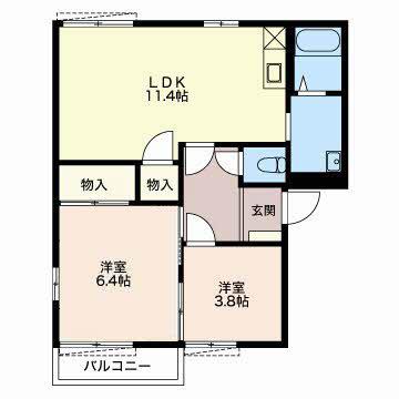 ドエル クレスト(2LDK/2階)の間取り写真