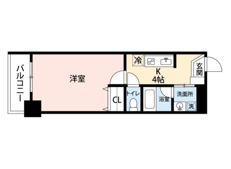 住吉橋TKハイツ(1K/4階)の間取り写真