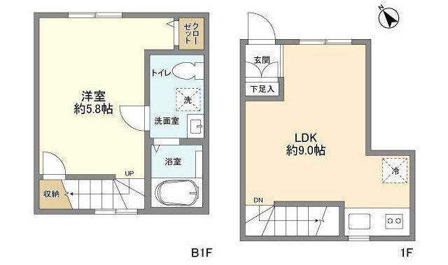 ランドパレス 武蔵小山(1LDK/1階)の間取り写真