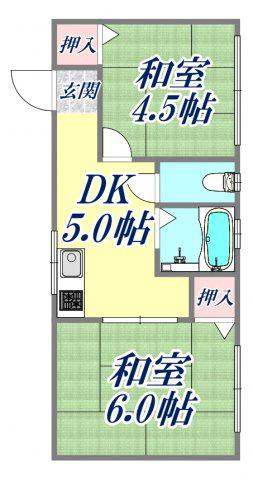 若草ハイツ(2DK/2階)の間取り写真