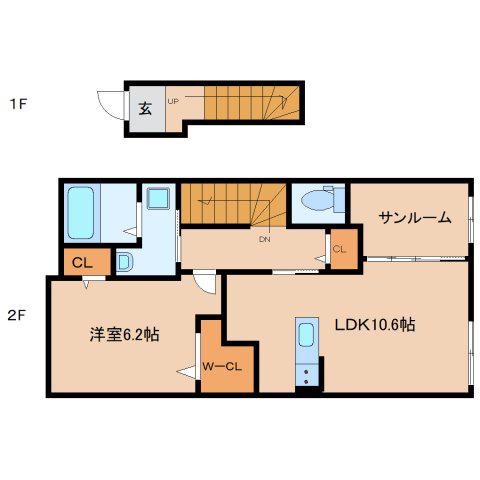 ベルソレイユII(1LDK/1階)の間取り写真