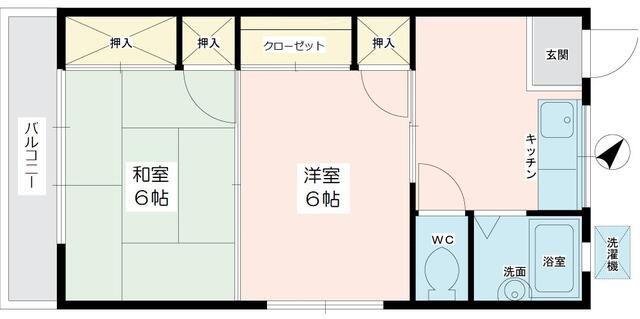 フローラルカネコ(2K/2階)の間取り写真