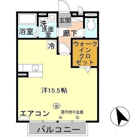 デスパシオ(ワンルーム/2階)の間取り写真