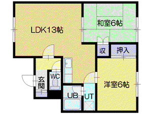 プラムハイツ(2LDK/1階)の間取り写真