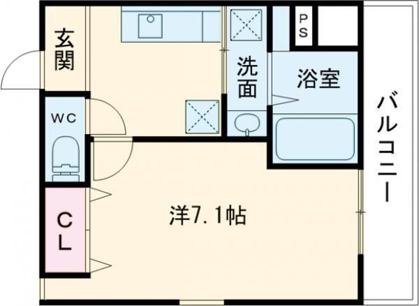 アミュレット(1K/1階)の間取り写真