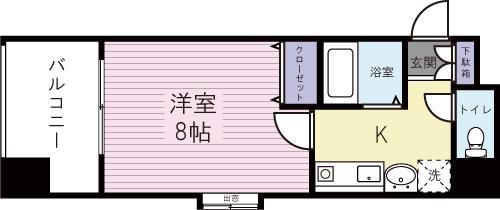 藤本ビルNO.21中津口(1K/4階)の間取り写真