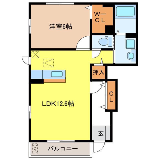 グランディール(1LDK/1階)の間取り写真