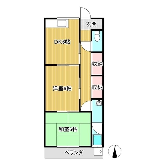 山本コーポ(2DK/1階)の間取り写真