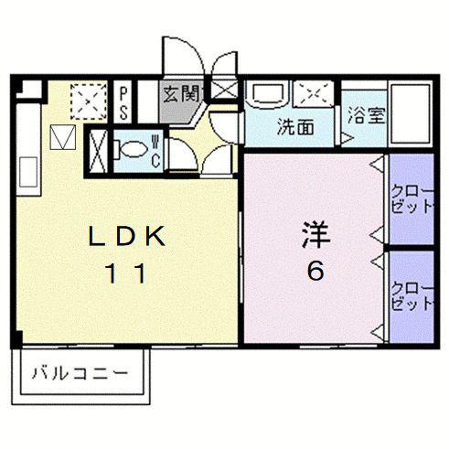 メゾンアルモニー(1LDK/2階)の間取り写真