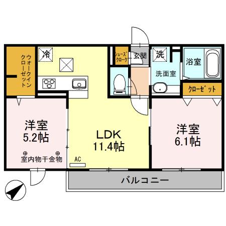 ロイジェントパークスレイクタウンIII (2LDK/1階)の間取り写真