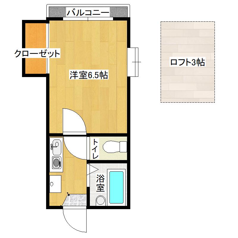 バウハウス(1K/2階)の間取り写真