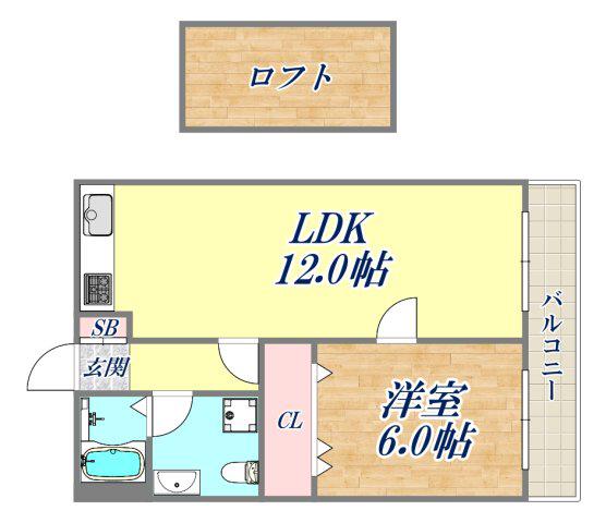 武庫之荘フレックスⅡ(1LDK/2階)の間取り写真