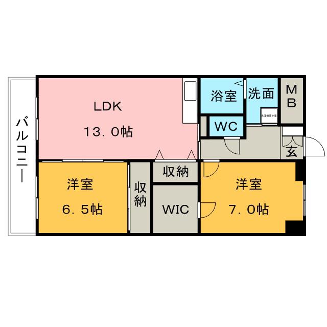 グリーンキャッスル(2LDK/5階)の間取り写真