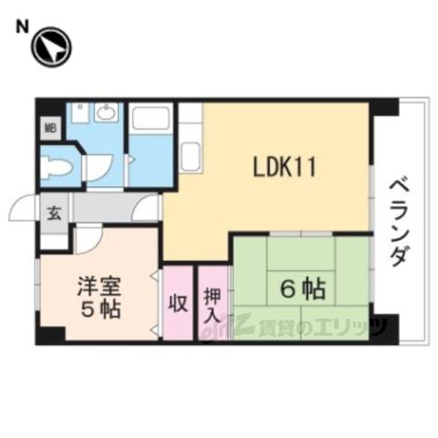 ふぁみーゆ貴生川(2LDK/3階)の間取り写真