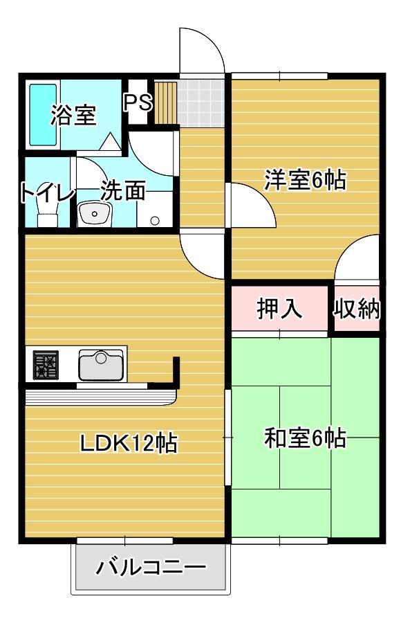 いせきハイツ(2LDK/1階)の間取り写真