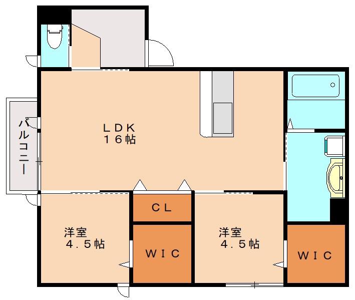 フレアードゥ(2LDK/2階)の間取り写真