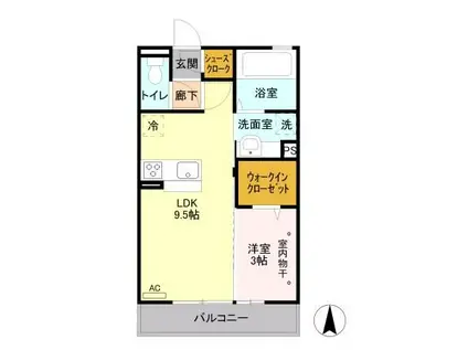 MスカイII(1LDK/1階)の間取り写真