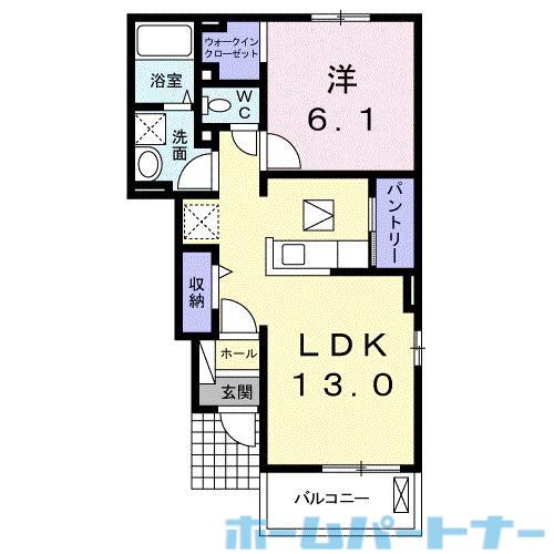 メラニー A(1LDK/1階)の間取り写真