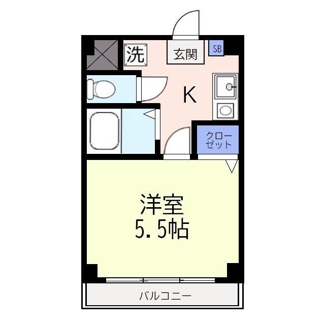 PLUMAS上福岡(1K/2階)の間取り写真