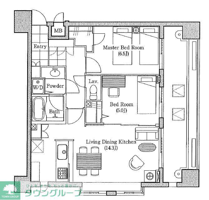 LANAI TOWN RENAISSANCE PLAZA HOUSE(2LDK/8階)の間取り写真