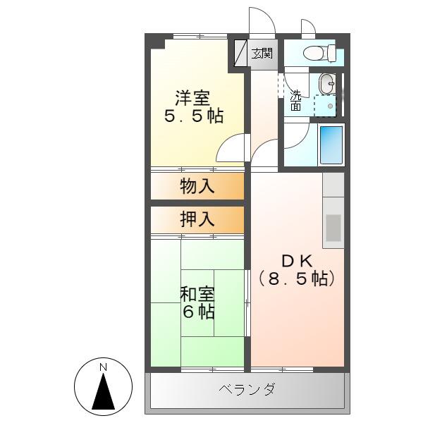 ホワイトメゾン(2DK/5階)の間取り写真