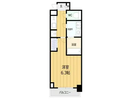 エスレジデンス福島玉川TRES(1K/13階)の間取り写真