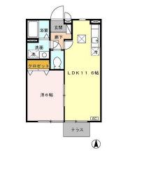 アムール上峯(1LDK/1階)の間取り写真