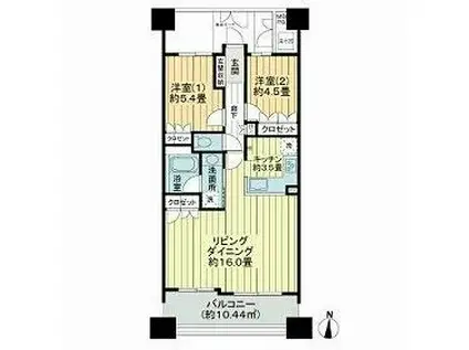 ライオンズタワー仙台青葉(2LDK/15階)の間取り写真