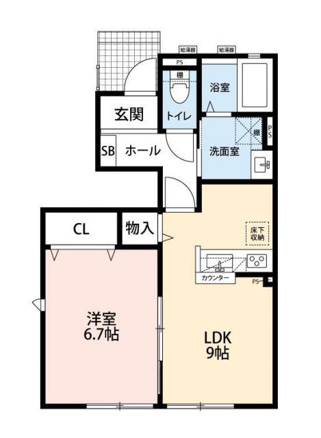 パストラル沼 Ⅰ(1LDK/1階)の間取り写真