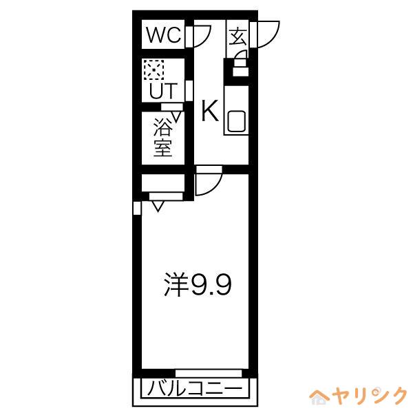 カサベルデ師勝(1K/1階)の間取り写真